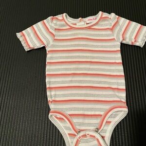 Little Lass Striped Bodysuit - Coral and Gray